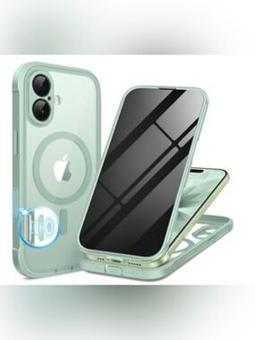 iPhone 17 mint green case with a built-in privacy screen